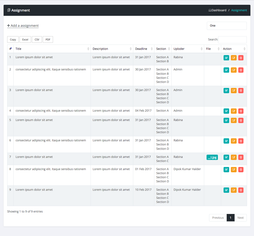 Make assignment online management system